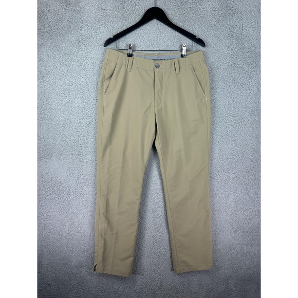 Under Armour Pants Mens 34x32 Khaki Beige Golf Chino Stretch Performance UA Men